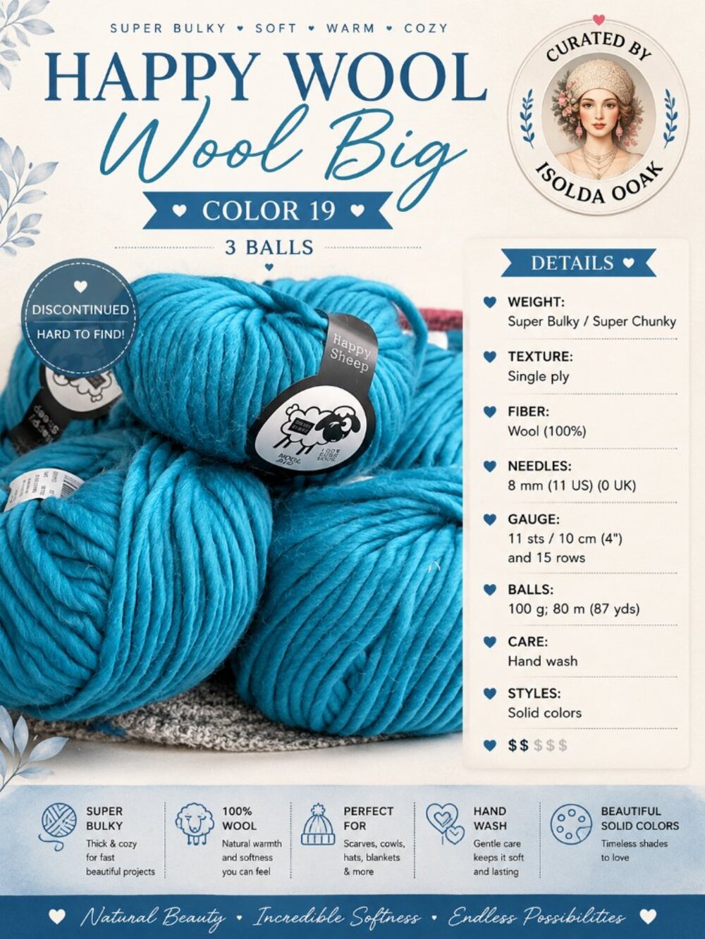 HAPPY WOOL WOOL BIG COLOR 19 - 3 BALLS